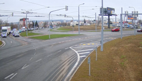 okružní křižovatka u Makra – výhled Regensburská, Domažlická